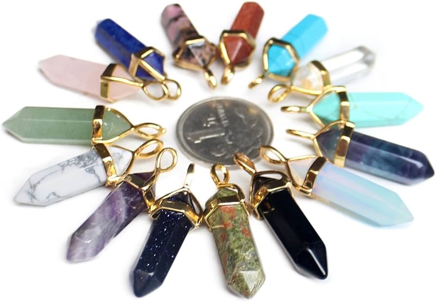 283 天然石水晶原石原石石油入水晶ネックレスチャーム